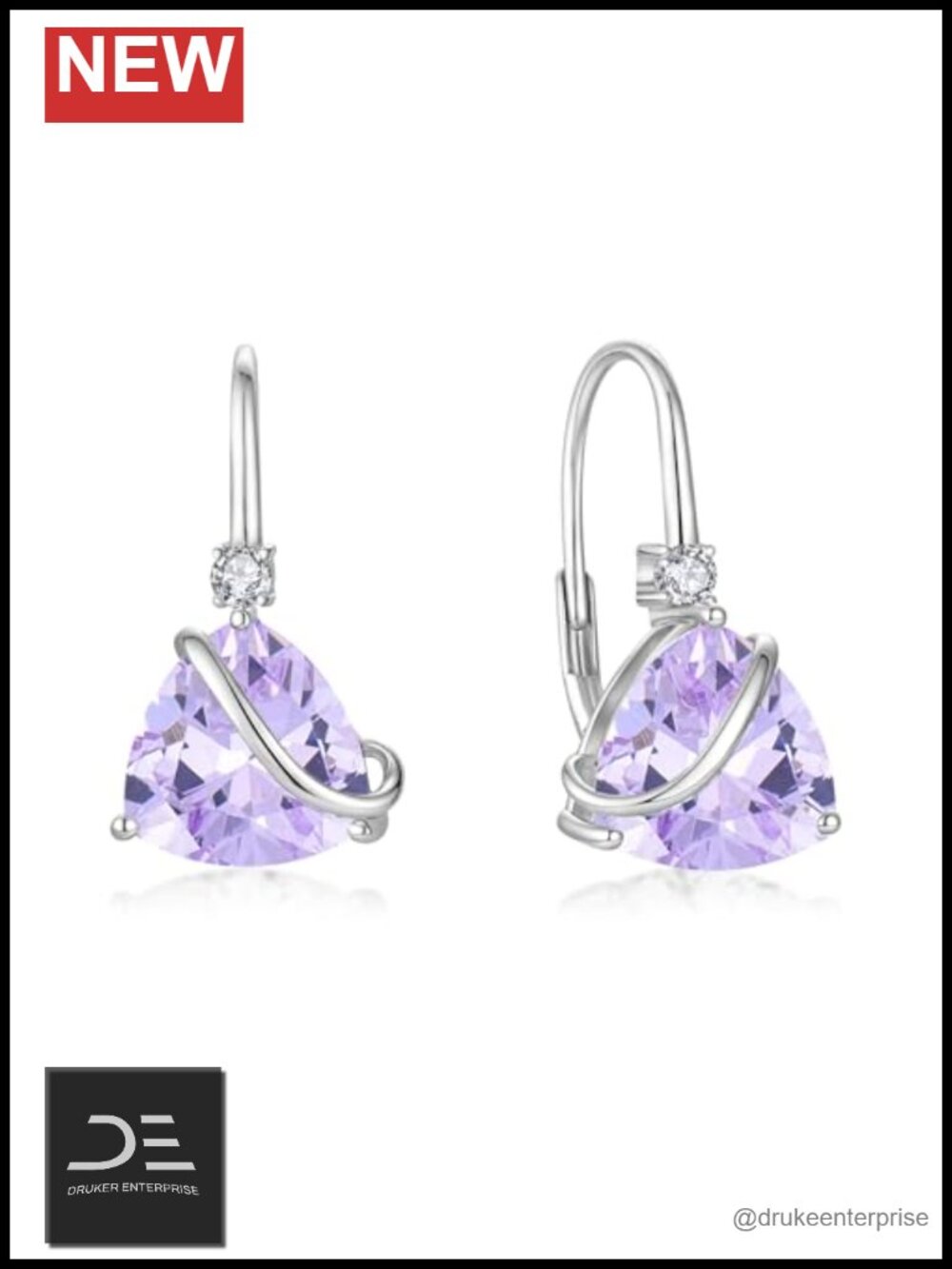 925 Sterling Silver Triangle Birthstone Leverback Dangle Earrings for Women